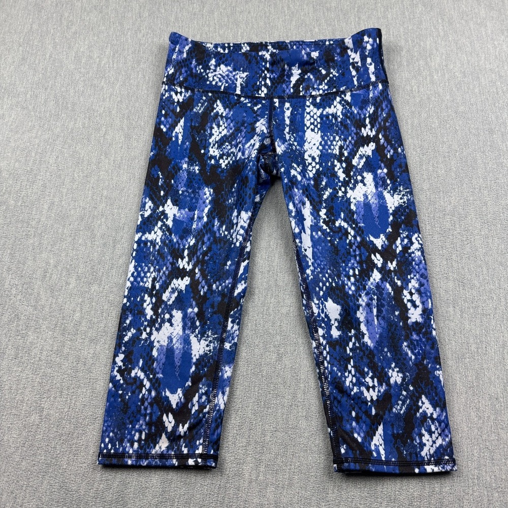 Alo Yoga Leggings Womens XS Blue Vapor Python Snakeskin Cropped 19" Athletic‎